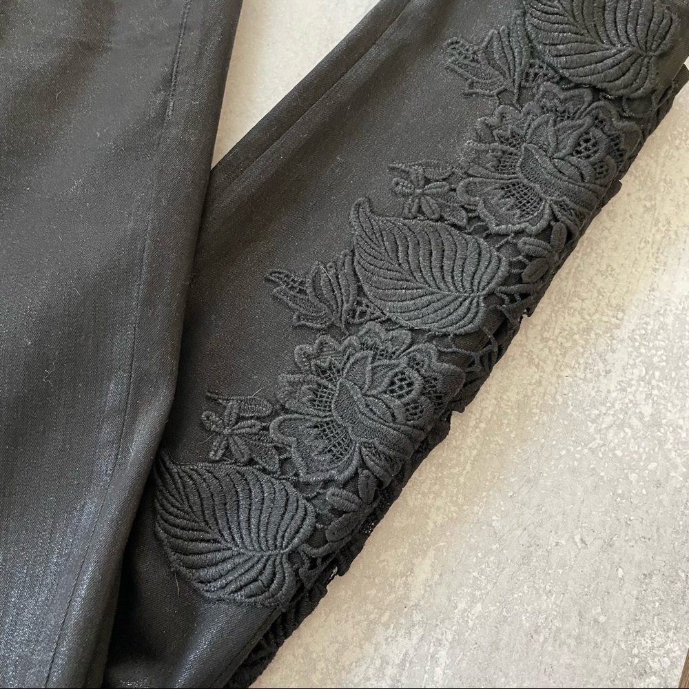JBrand Mid Rise Skinny Coated Black Lace Size 28